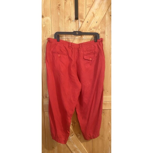Lauren Ralph Lauren Womens Linen Crop Pants Wide Leg High Rise Red Beach Size 16 - Picture 2 of 12